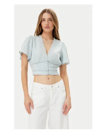 Tricou crop din amestec de lyocell