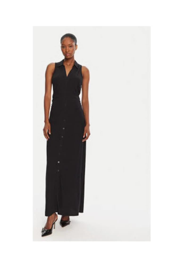 Rochie maxi tip camasa, fara maneci