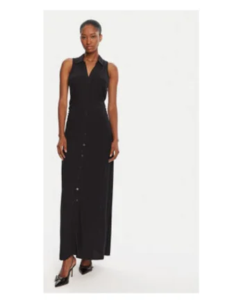 Rochie maxi tip camasa, fara maneci