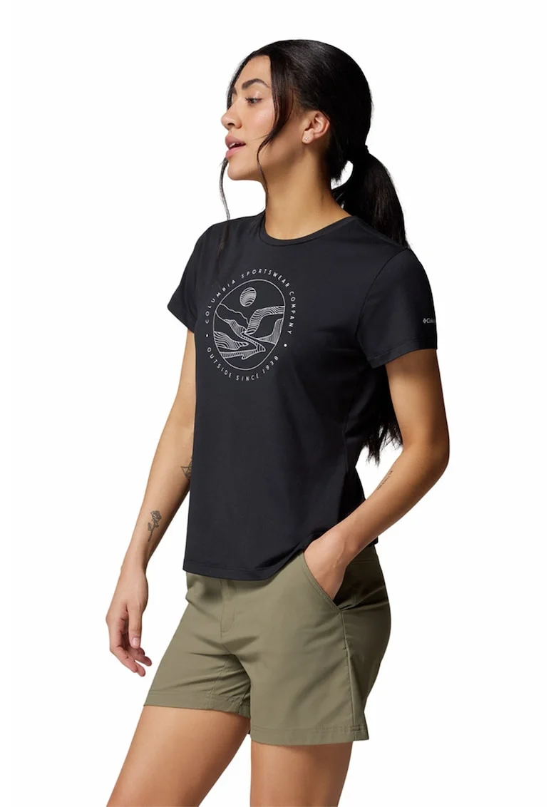 Tricou cu decolteu la baza gatului Sloan Ridge, Negru/Alb murdar