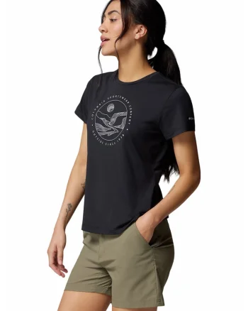 Tricou cu decolteu la baza gatului Sloan Ridge, Negru/Alb murdar
