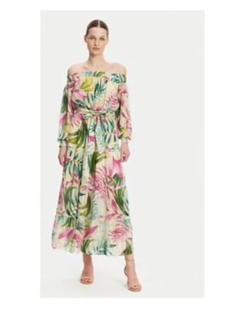Rochie cu model floral si cordon