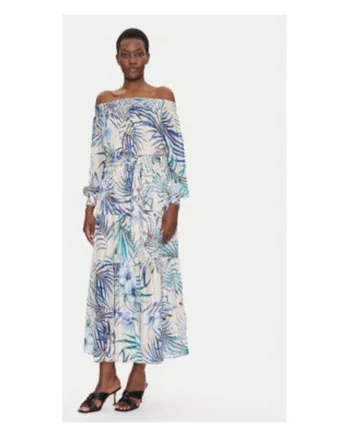 Rochie cu maneci lungi si decolteu pe umeri