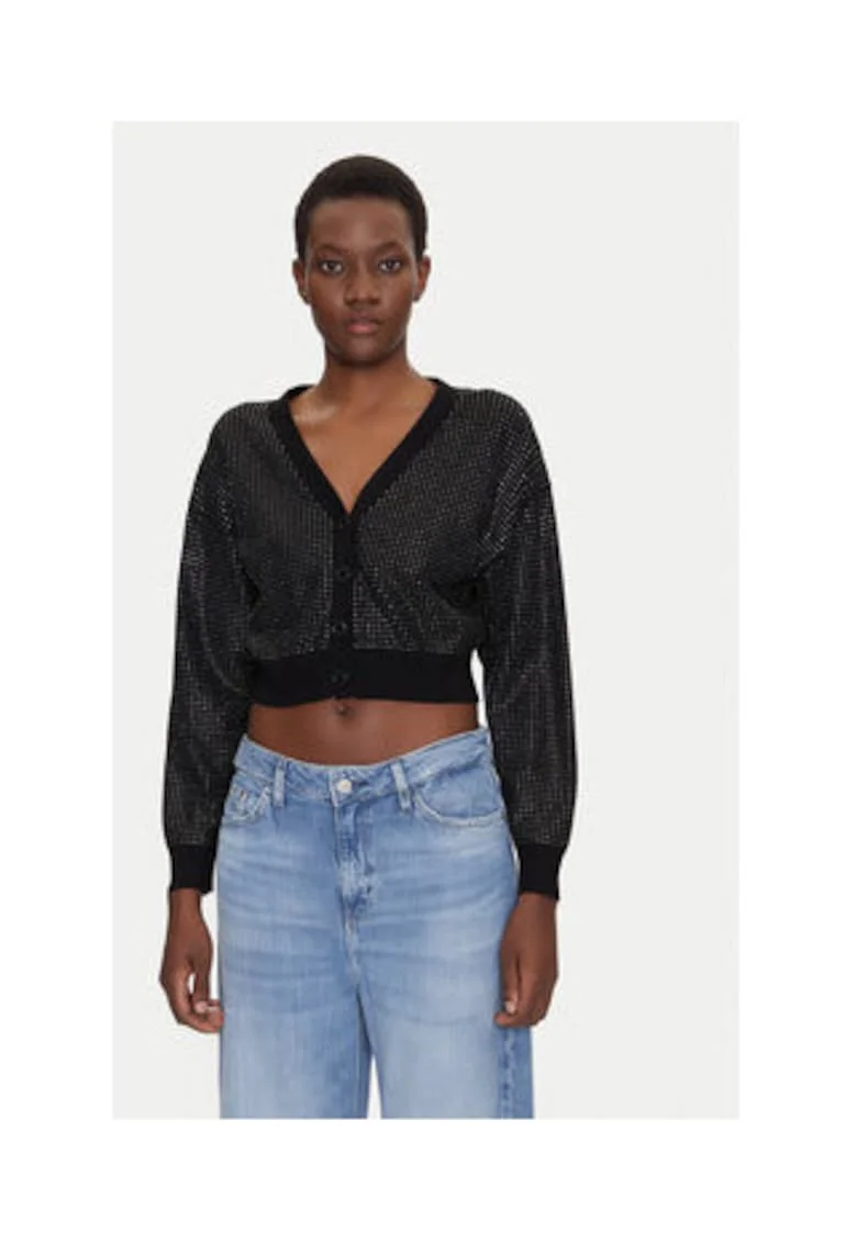 Cardigan crop cu maneci lungi