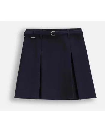 Fusta  bleumarin, viscoza, cu curea decorativa, pentru fete