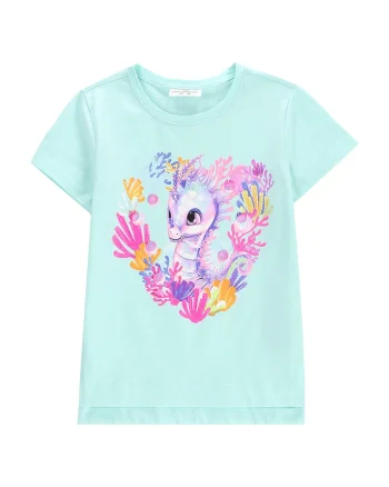 Tricou fete  WC5143204IGK, Bumbac/Elastan, Verde, Verde