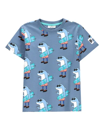 Tricou baieti  WC5143203HBK, Bumbac, Albastru, Albastru