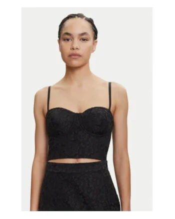 Crop top cu barete subtiri si inchidere cu fermoar la spate
