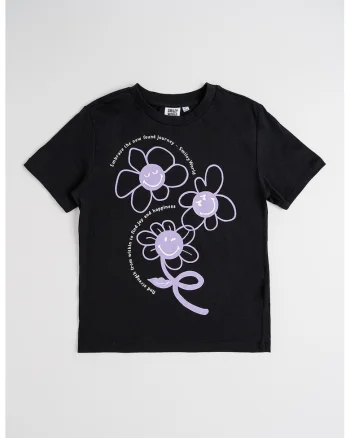 Tricou de bumbac cu imprimeu, Negru/Lila