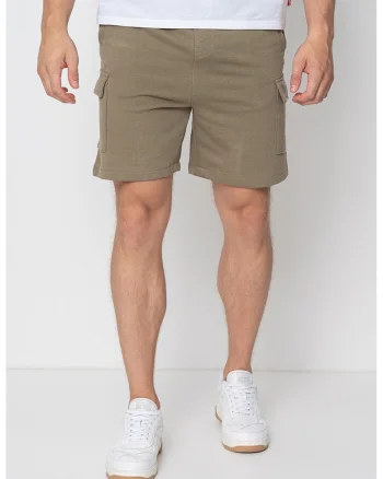 Pantaloni scurti din amestec de bumbac cu buzunare cu clapa, Verde sparanghel