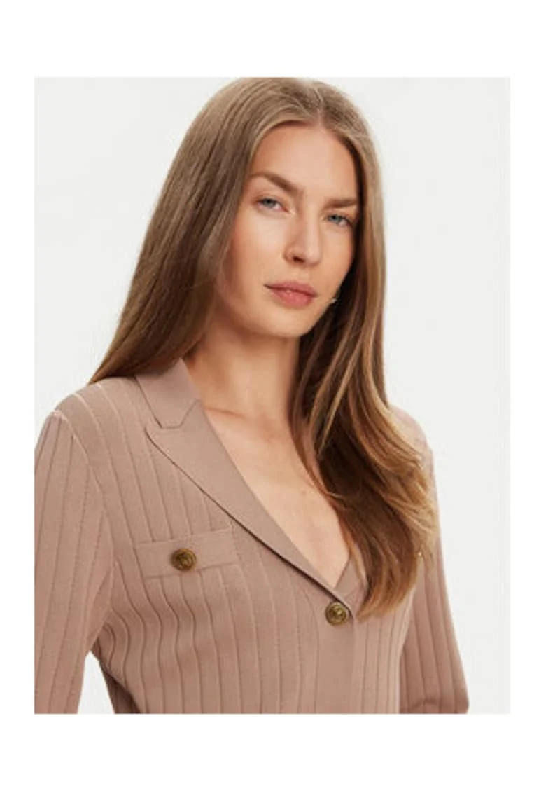 Cardigan tricotat din amestec de viscoza cu striatii si revere