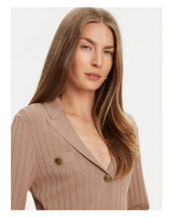 Cardigan tricotat din amestec de viscoza cu striatii si revere