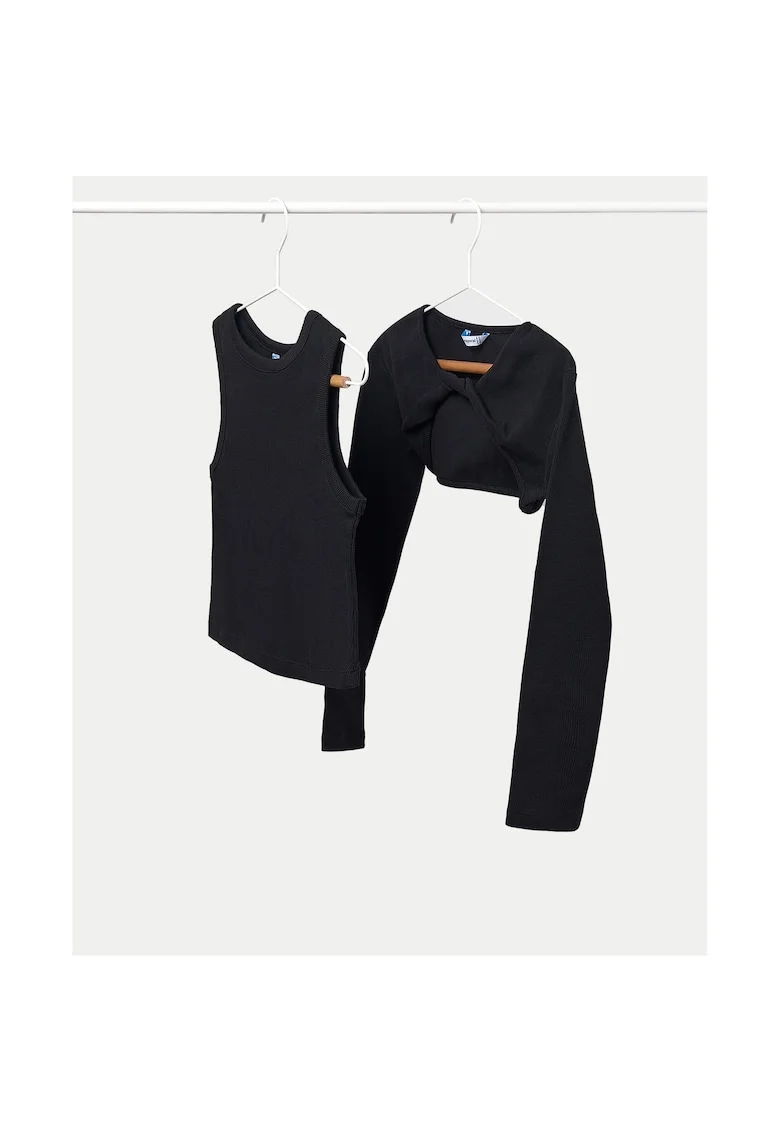 Bluza fete  6150, Bumbac/Elastan, Negru, Negru