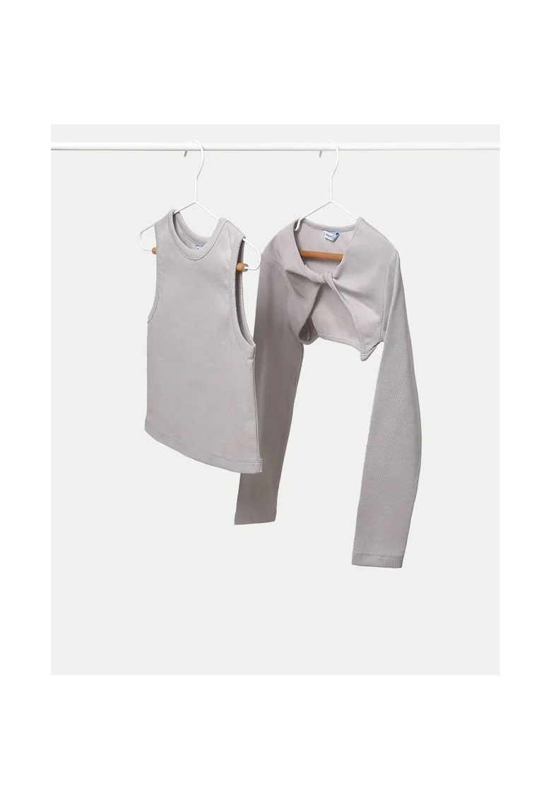 Bluza fete  6150, Bumbac/Elastan, Gri, Gri