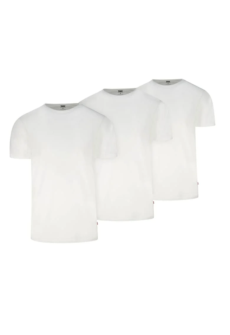 Set de tricouri cu decolteu la baza gatului - 3 piese, Alb