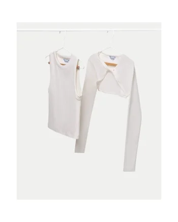 Bluza fete  6150, Bumbac/Elastan, Ecru, Ecru