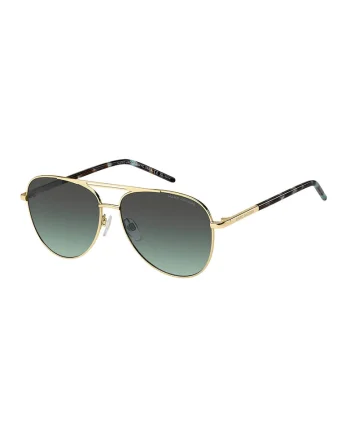 Ochelari de soare aviator cu rama metalica, Verde/Auriu/Maro inchis