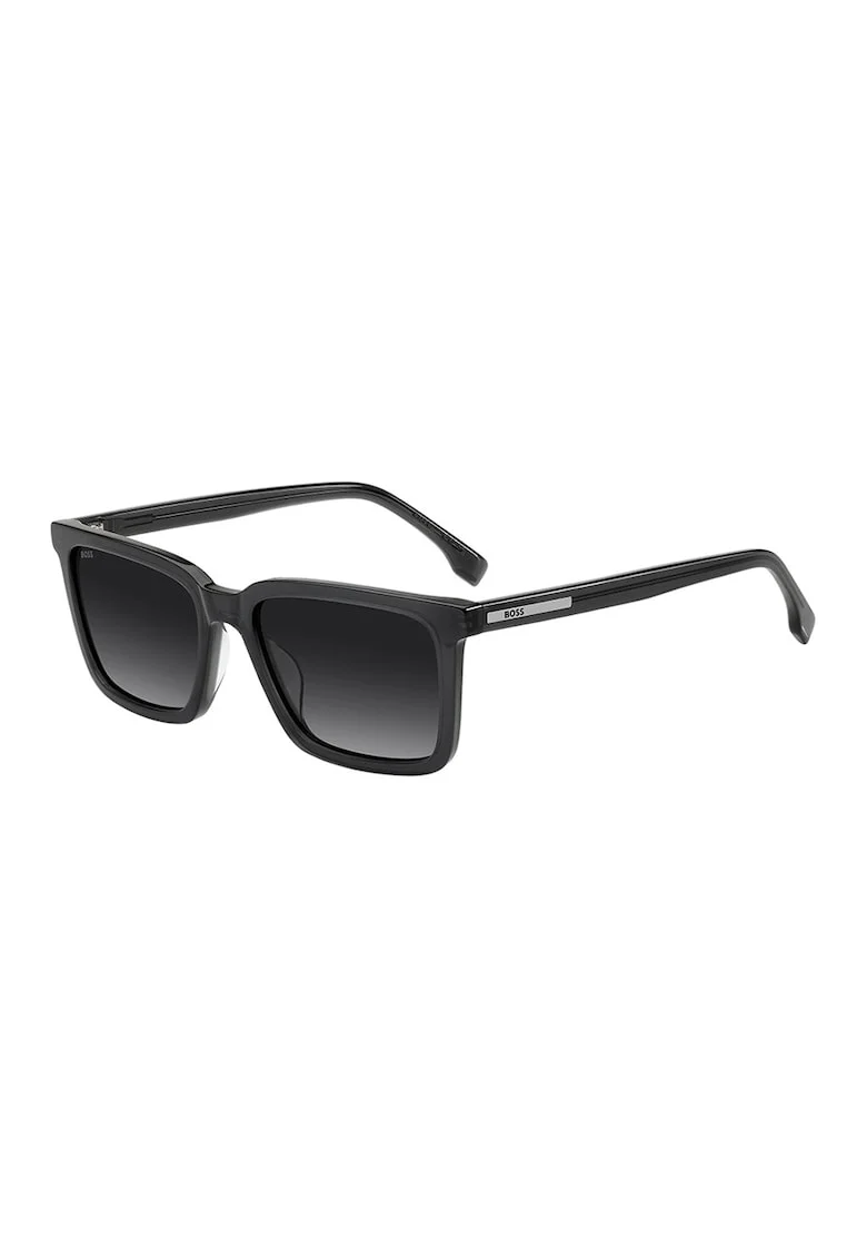 Ochelari de soare dreptunghiulari cu lentile in degrade, Negru carbon/Argintiu