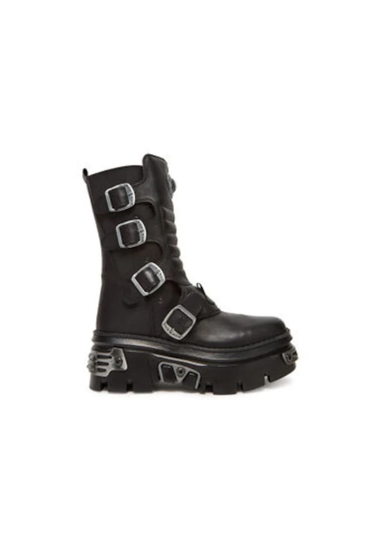 Botine dama  M-WALL373N-C1, Piele naturala, Negru, Negru