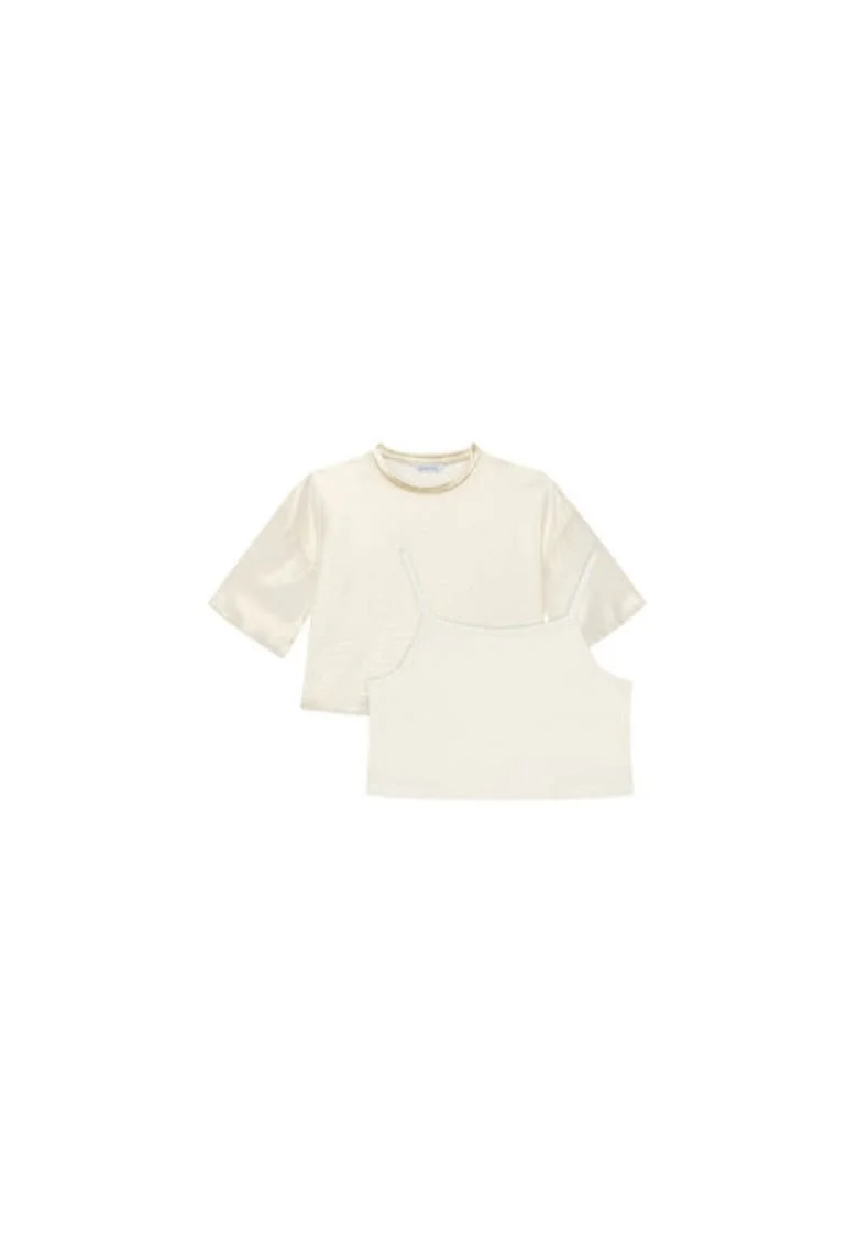 Bluza fete  6149, Poliester/Elastan, Bej, Bej