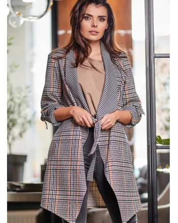 Sacou Lejer,  Bleuomarin, L-XL, Imprimeu Carouri, Stil Casual, Confort Zilnic, Purtare Usoara, Aspect Elegant, Versatilitate Maxima, Design Modern