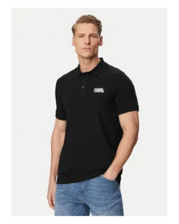 Tricou Polo, Barbati,  Negru, bumbac, maneca scurta