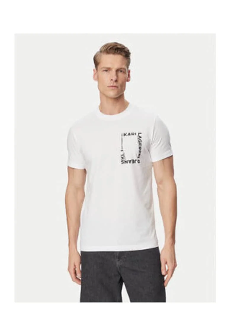 Tricou barbati,  alb, bumbac organic, croiala slim fit