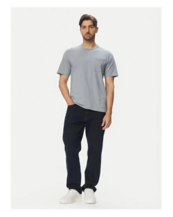 Tricou barbati,  albastru, bumbac organic, croiala regular fit