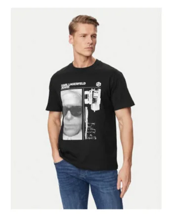 Tricou barbati,  negru, bumbac, imprimeu grafic, croiala regular fit