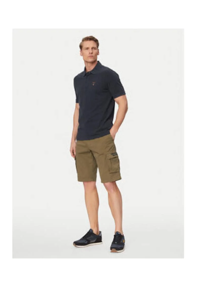 Tricou Polo Barbati,  Alb si Bleumarin, Bumbac, Maneca scurta