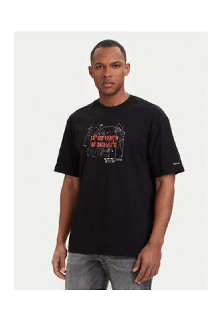 Tricou barbati,  negru, bumbac organic, imprimeu grafic