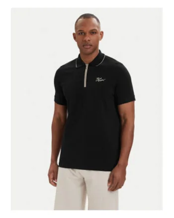 Tricou Polo Barbati,  Negru, bumbac, maneca scurta