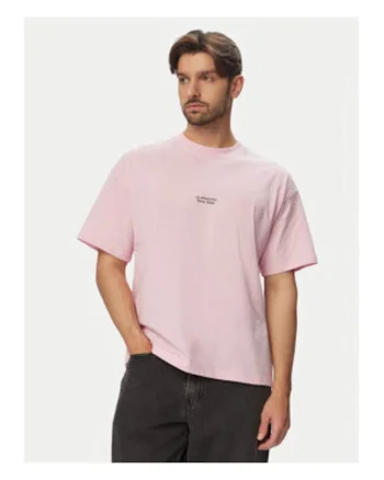 Tricou barbati,  bumbac, imprimeu grafic, croiala regular fit, Roz