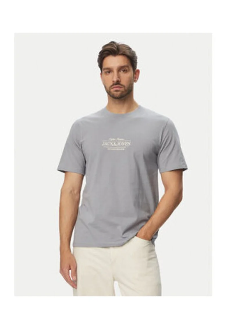 Tricou barbati,  albastru, bumbac, imprimeu grafic, croiala regular fit
