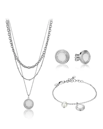 Set de bijuterii de otel inoxidabil, decorat cu Shell, Argintiu