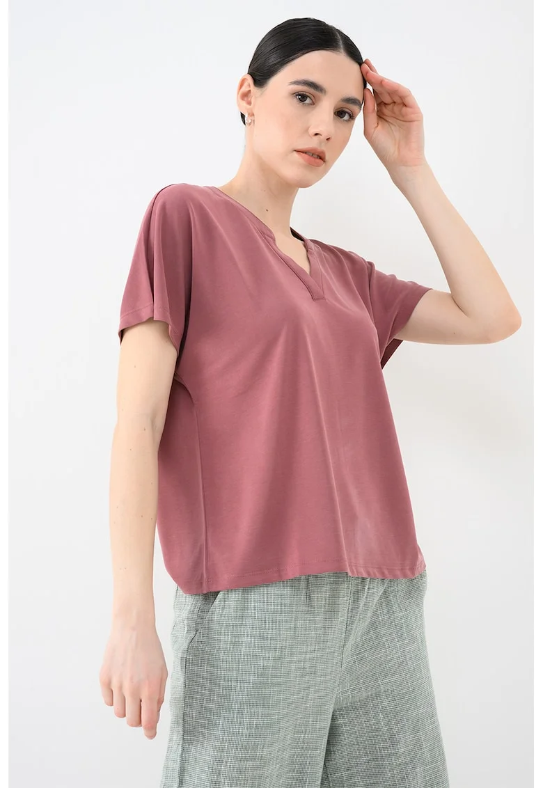 Bluza-tunica lejera din amestec de modal Free Life, Rosu stins