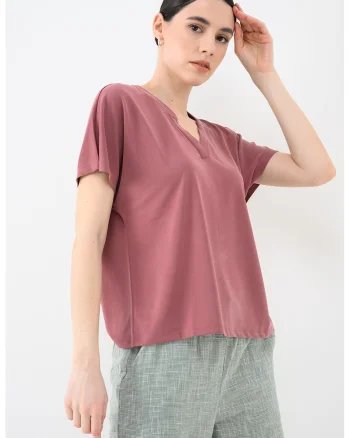 Bluza-tunica lejera din amestec de modal Free Life, Rosu stins