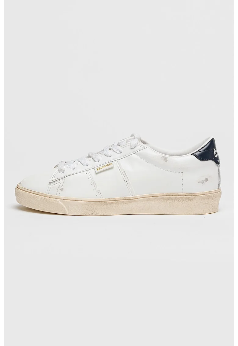Pantofi sport Matchstar de piele cu aspect deteriorat, Alb/Albastru inchis