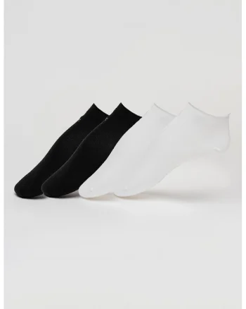 Set de sosete scurte - 2 perechi, Negru stins/Alb optic