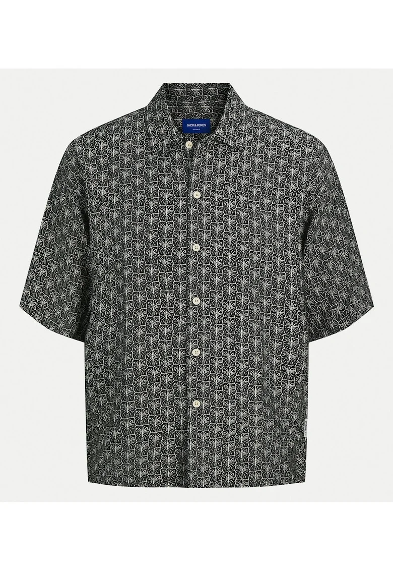 Camasa barbati Jack Jones, 12271103, Viscoza/Nylon, Negru, Negru