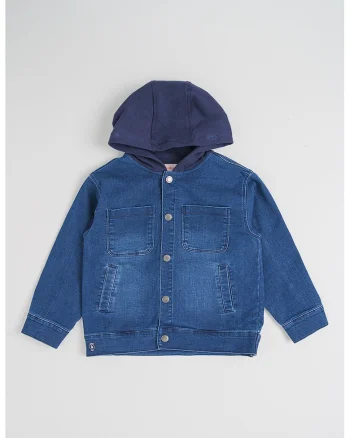 Jacheta de denim cu gluga, Albastru inchis