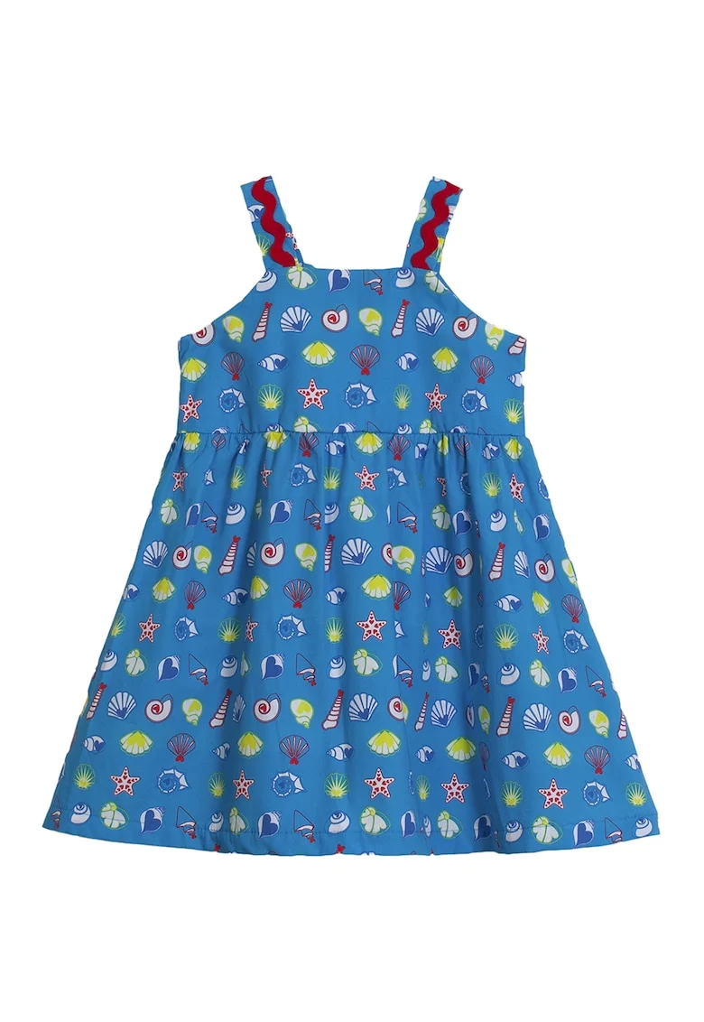 Rochie-sarafan cu model nautic, Rosu, Galben, Albastru,
