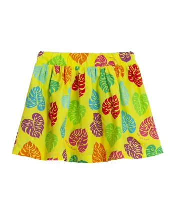 Fusta mini evazata cu model, Rosu, Verde, Galben sofran,