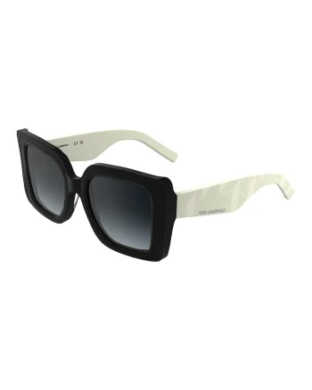 Ochelari de soare patrati cu lentile in degrade, Alb fildes/Negru
