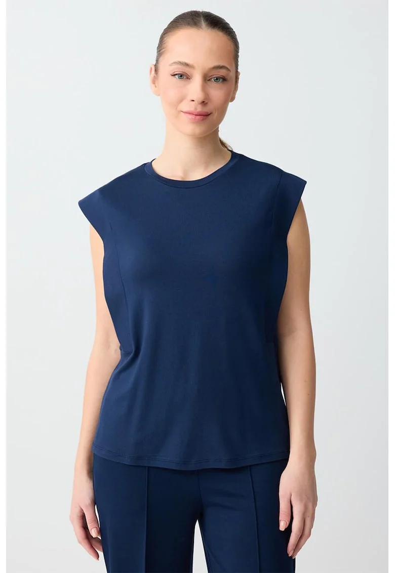 Bluza fara maneci cu detalii laterale, Bleumarin