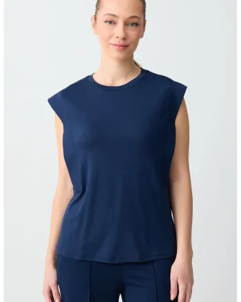 Bluza fara maneci cu detalii laterale, Bleumarin