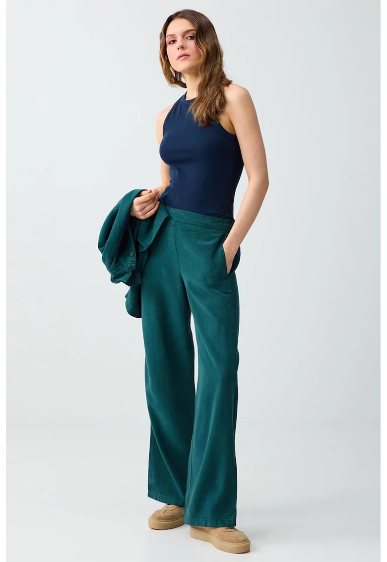 Pantaloni de trening lejeri din tencel, Verde englez