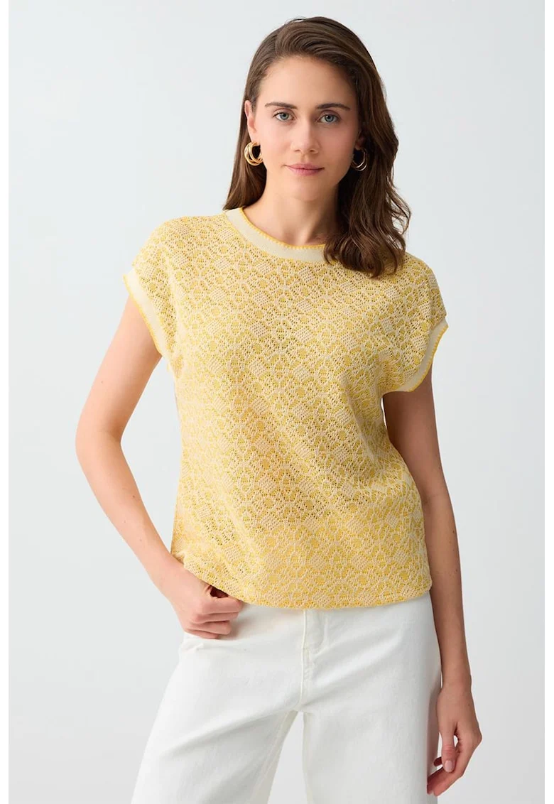 Bluza crosetata din dantela, Galben