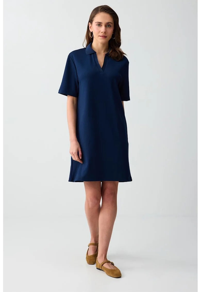 Rochie dreapta din amestec de modal, Bleumarin