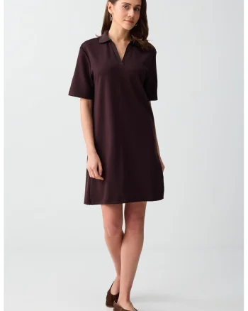 Rochie dreapta din amestec de modal, Maro pamantiu